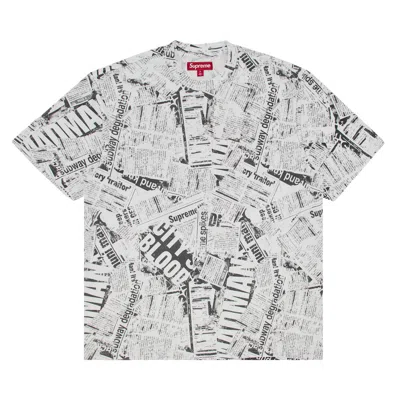 SUPREME SUPREME NEWSPAPER SHORT-SLEEVE TOP 'WHITE' | MEN'S SIZE S