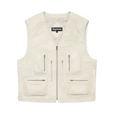 SUPREME SUPREME PATCHWORK LEATHER CARGO VEST 'WHITE'