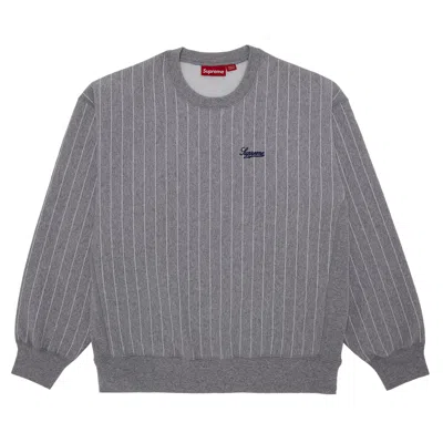 SUPREME SUPREME PINSTRIPE CREWNECK 'HEATHER GREY'
