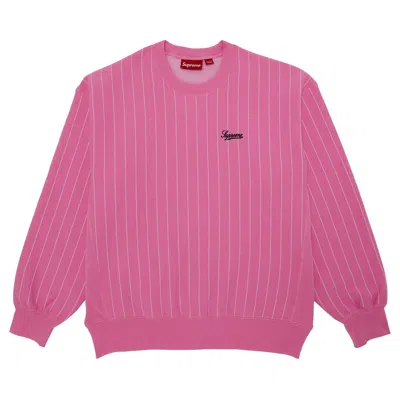 SUPREME SUPREME PINSTRIPE CREWNECK 'PINK'