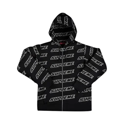 SUPREME SUPREME REPEAT ZIP UP HOODED SWEATSHIRT 'BLACK'