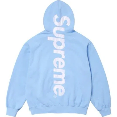 SUPREME SUPREME SATIN APPLIQUE HOODED SWEATSHIRT LIGHT BLUE SIZE XL