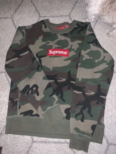SUPREME SIZE M - SUPREME BOX LOGO GREEN CAMO CREWNECK