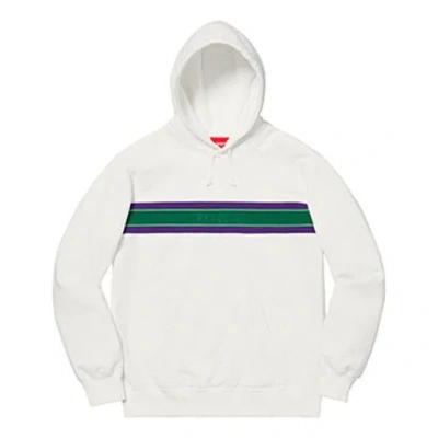 SUPREME Supreme SS19 Chest Stripe Logo Hooded Sweatshirt White logo