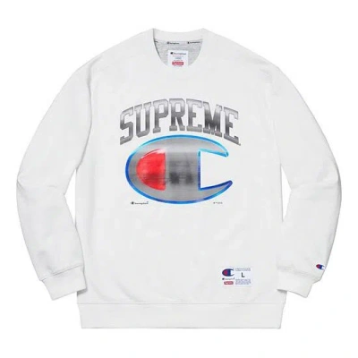 SUPREME Supreme SS19 x Champion Chrome Crewneck Crossover Chest Large Logo Pattern Printing Unisex White