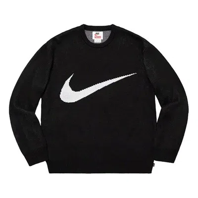 SUPREME Supreme SS19 x Nike Swoosh Sweater Crossover Logo Printing Unisex Black