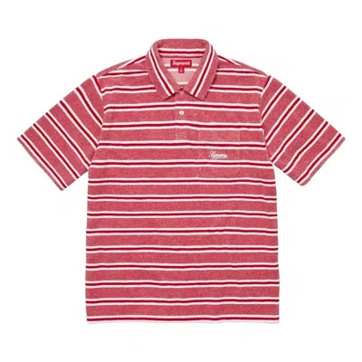 SUPREME Supreme Stripe Terry S/S Polo 'Red White'