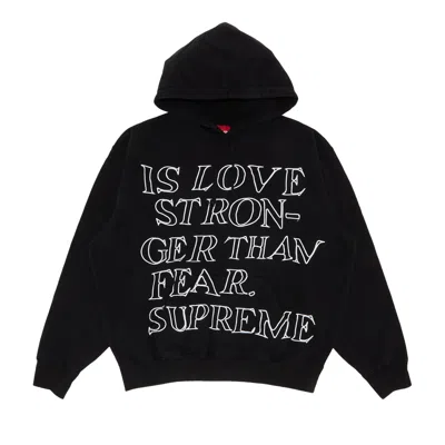 SUPREME SUPREME STRONGER THAN FEAR HOODED SWEATSHIRT 'BLACK'
