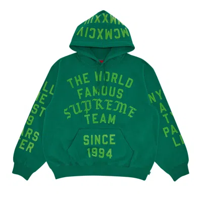 SUPREME SUPREME TEAM FLOCKED HOODED SWEATSHIRT 'GREEN'