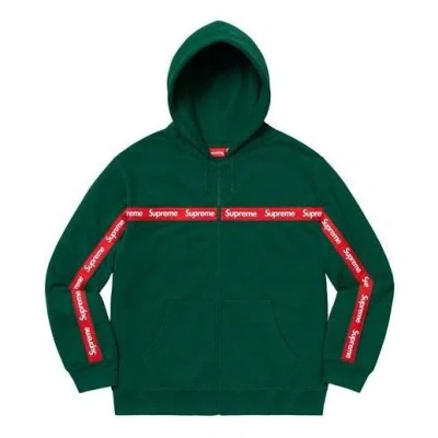 SUPREME Supreme Text Stripe Zip Up Hooded Sweatshirt 'Green'
