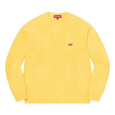 SUPREME SUPREME TONAL CHECKERBOARD SMALL BOX SWEATER 'YELLOW'