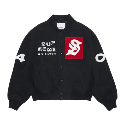 SUPREME SUPREME TOURIST VARSITY JACKET 'BLACK'