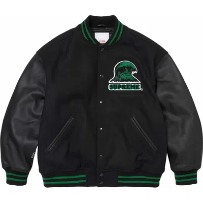 SUPREME Supreme Wave Varsity Jacket 'Black Green'
