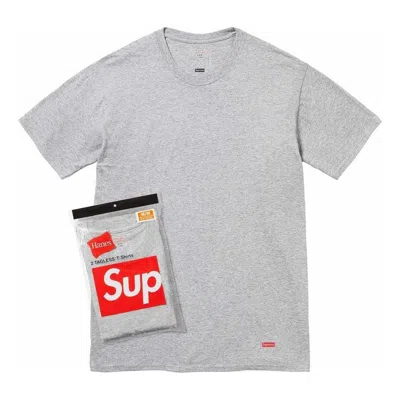 SUPREME Supreme x Hanes Tagless T-Shirt (2 Pack) 'Grey'