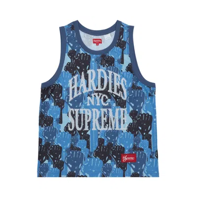SUPREME SUPREME X HARDIES CAMO BASKETBALL JERSEY 'BLUE'
