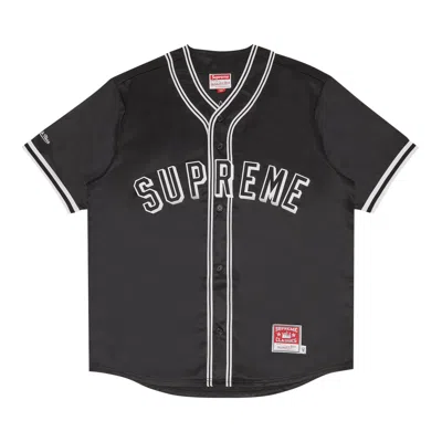 SUPREME SUPREME X MITCHELL & NESS SATIN BASEBALL JERSEY 'BLACK'