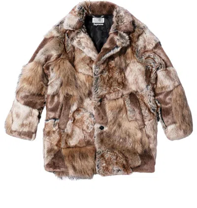 SUPREME Supreme x Mm6 Maison Margiela Patchwork Faux Fur Coat 'Brown Tan'
