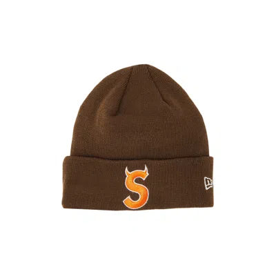 SUPREME SUPREME X NEW ERA S LOGO BEANIE 'BROWN'