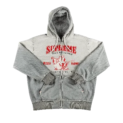 SUPREME X TRUE RELIGION ZIP UP HOODED SWEATSHIRT 'LIGHT GREY'