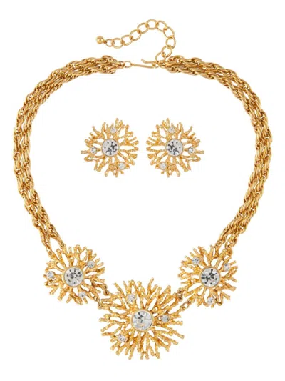 SUSAN CAPLAN VINTAGE 1980S KENNETH JAY LANE EARRINGS AND NECKLACE SET