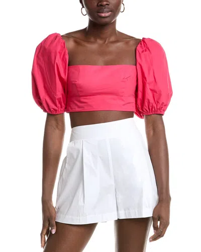 SUSANA MONACO SUSANA MONACO POPLIN PUFF SLEEVE CROP TOP
