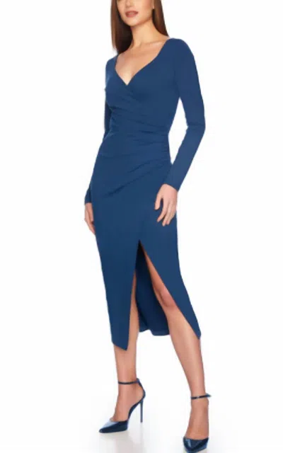 SUSANA MONACO WRAP MIDI DRESS IN STRATUS