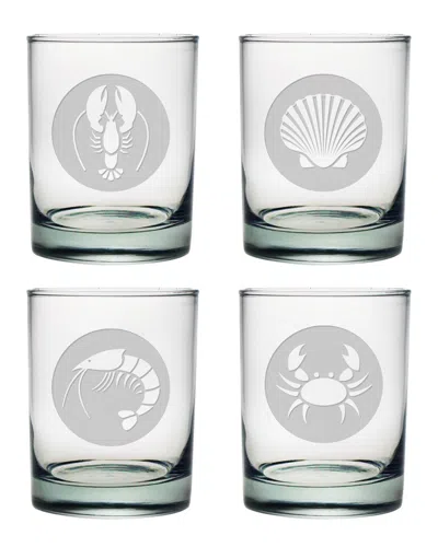 SUSQUEHANNA SUSQUEHANNA GLASS CLAMBAKE SET OF 4 DOUBLE OLD-FASHIONED GLASSES