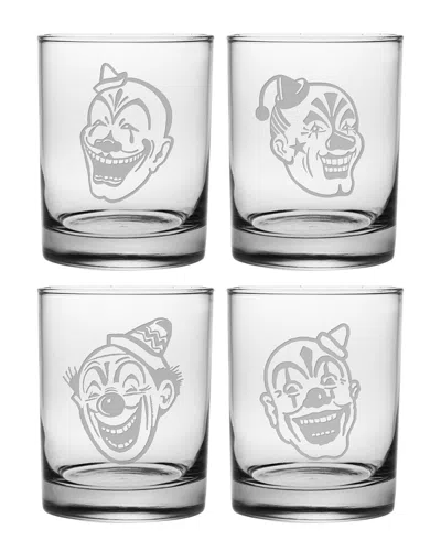SUSQUEHANNA SUSQUEHANNA GLASS COMPANY SET OF 4 NO LAUGHING MATTER ASSORTMENT ROCKS GLASS