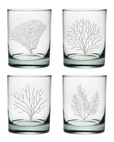 SUSQUEHANNA SUSQUEHANNA GLASS CORAL SET OF 4 DOUBLE OLD-FASHIONED GLASSES