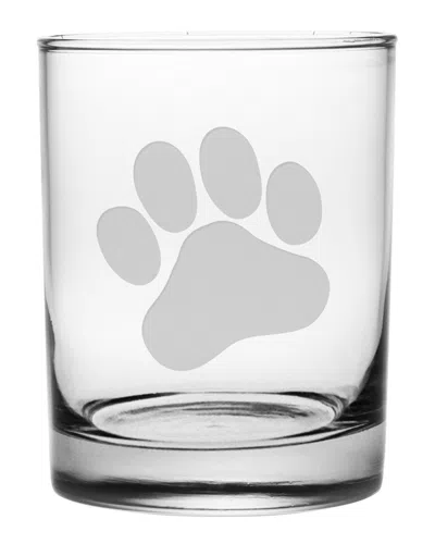 SUSQUEHANNA SUSQUEHANNA GLASS DOG PAW SET OF FOUR 14OZ DOUBLE ROCKS GLASSES