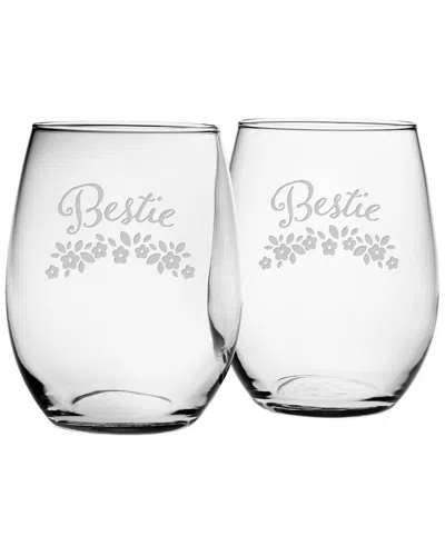 SUSQUEHANNA GLASS SUSQUEHANNA GLASS SET OF 2 BESTIE STEMLESS WINE GLASSES