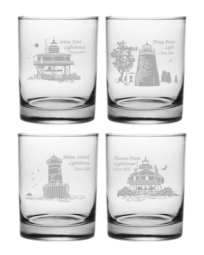 SUSQUEHANNA GLASS SUSQUEHANNA GLASS SET OF 4 CHESAPEAKE LIGHTHOUSE COLLECTION ROCKS GLASSES