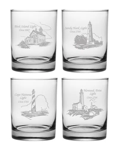 SUSQUEHANNA GLASS SUSQUEHANNA GLASS SET OF 4 MID ATLANTIC LIGHTHOUSE COLLECTION ROCKS GLASSES
