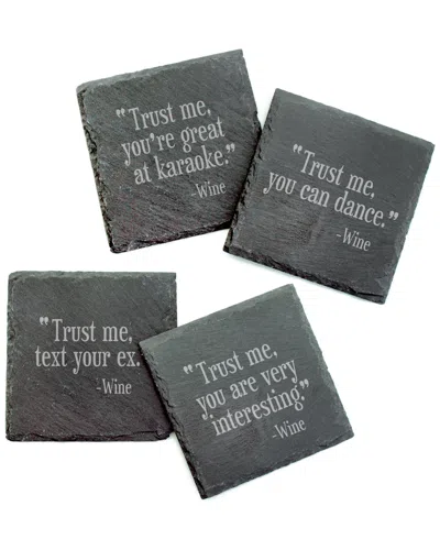 SUSQUEHANNA GLASS SUSQUEHANNA GLASS SET OF 4 TRUST ME ASSORTMENT SLATE COASTERS