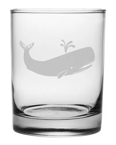 SUSQUEHANNA GLASS SUSQUEHANNA GLASS WHALE SET OF FOUR 14OZ ROCK GLASSES