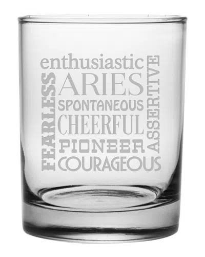 SUSQUEHANNA SUSQUEHANNA SET OF FOUR 14OZ ARIES WORDS ROCKS GLASSES