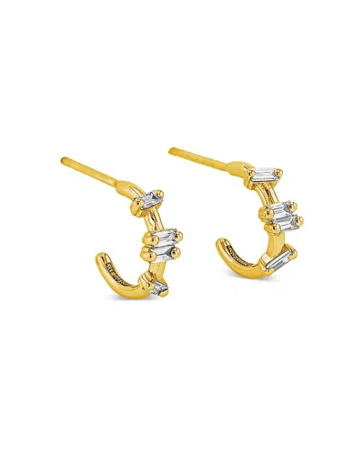SUZANNE KALAN 18K YELLOW GOLD FIREWORKS DIAMOND BAGUETTE SMALL HALF HOOP EARRINGS