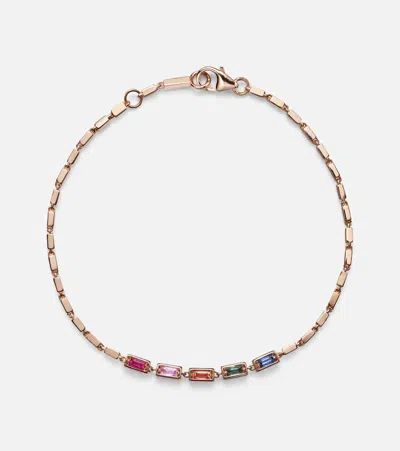 SUZANNE KALAN BLOCK-CHAIN MINI 18KT ROSE GOLD BANGLE WITH SAPPHIRES