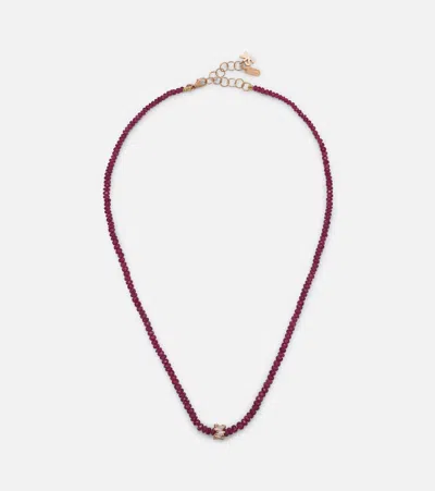SUZANNE KALAN INFINITE 18KT ROSE GOLD NECKLACE WITH RUBIES AND DIAMONDS