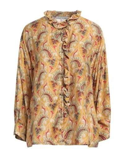 SUZIE WINKLE SUZIE WINKLE WOMAN SHIRT MARIGOLD SIZE 2 VISCOSE, SILK
