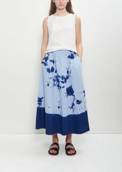 SUZUSAN COTTON GINGHAM CHECK FLARE SKIRT