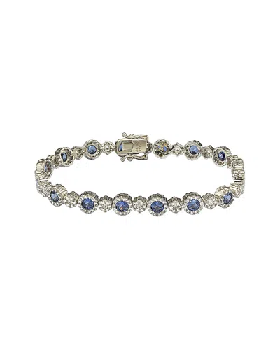SUZY LEVIAN SUZY LEVIAN 18K & SILVER 7.26 CT. TW. SAPPHIRE TENNIS BRACELET