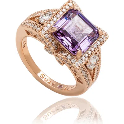 SUZY LEVIAN SUZY LEVIAN ASSCHER CUBIC ZIRCONIA ENGAGEMENT RING