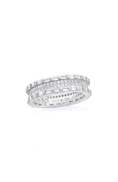 SUZY LEVIAN SUZY LEVIAN BAGUETTE & ROUND CUBIC ZIRCONIA ETERNITY BAND RING