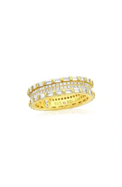 SUZY LEVIAN SUZY LEVIAN BAGUETTE & ROUND CUBIC ZIRCONIA ETERNITY BAND RING