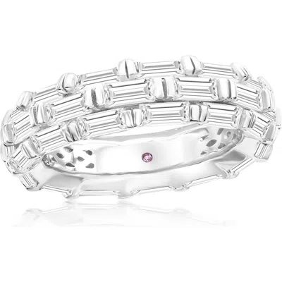 SUZY LEVIAN SUZY LEVIAN BAGUETTE CUBIC ZIRCONIA TRIPLE ROW ETERNITY BAND RING