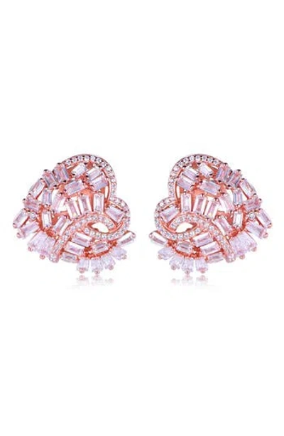 SUZY LEVIAN SUZY LEVIAN CUBIC ZIRCONIA CLUSTER HEART STUD EARRINGS