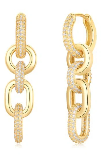 SUZY LEVIAN SUZY LEVIAN PAVÉ CUBIC ZIRCONIA CHAIN DROP HUGGIE HOOP EARRINGS