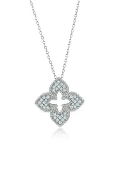 SUZY LEVIAN SUZY LEVIAN PAVÉ CUBIC ZIRCONIA CLOVER PENDANT NECKLACE