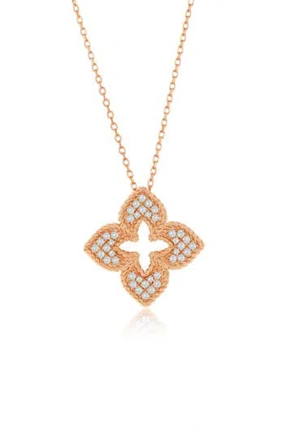 SUZY LEVIAN SUZY LEVIAN PAVÉ CUBIC ZIRCONIA CLOVER PENDANT NECKLACE